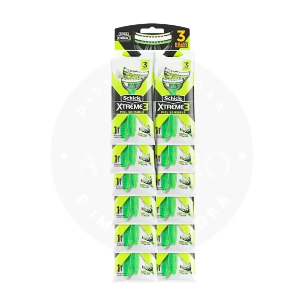 Display Afeitadoras Schick Xtreme3 12 u – Piel Sensible con Cuidado Avanzado