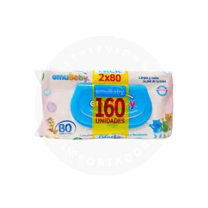 Pack Toallitas Húmedas con Tapa Emubaby 80 u – Higiene Suave para Bebés