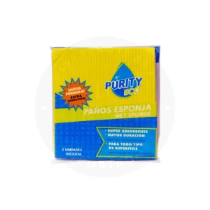 Paños Esponja Purity 3 Unidades – Limpieza Suave y Absorbente