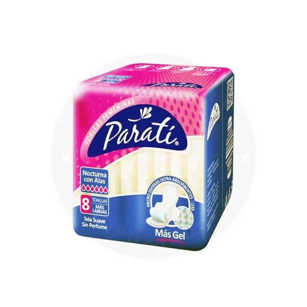 Toallas Femeninas Nocturnas Paratí 8 u – Absorción Prolongada para Noches Tranquilas